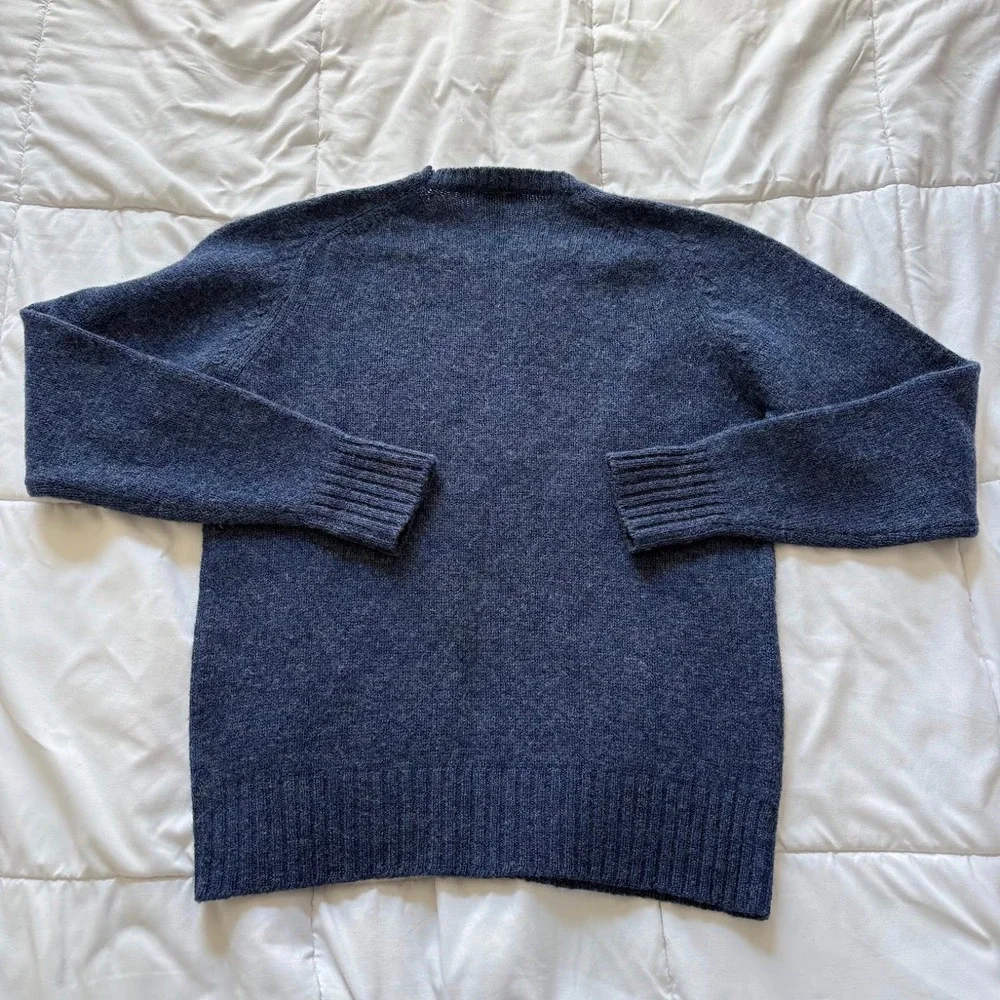 Vintage Chaps Ralph Lauren Mens Blue Shetland 100% Wool Crewneck Sweater Medium